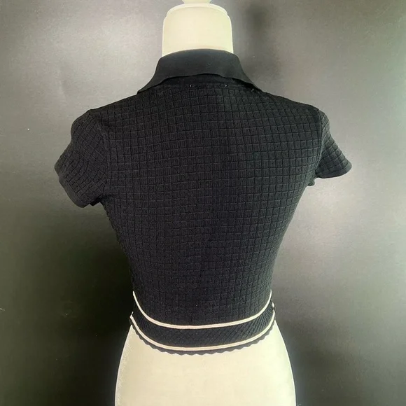 House of Harlow 1960 black knit polo matching set with crop top and skirt small - Picture 4 of 13